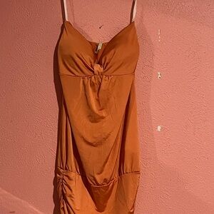 Chic Strapless Orange Dress